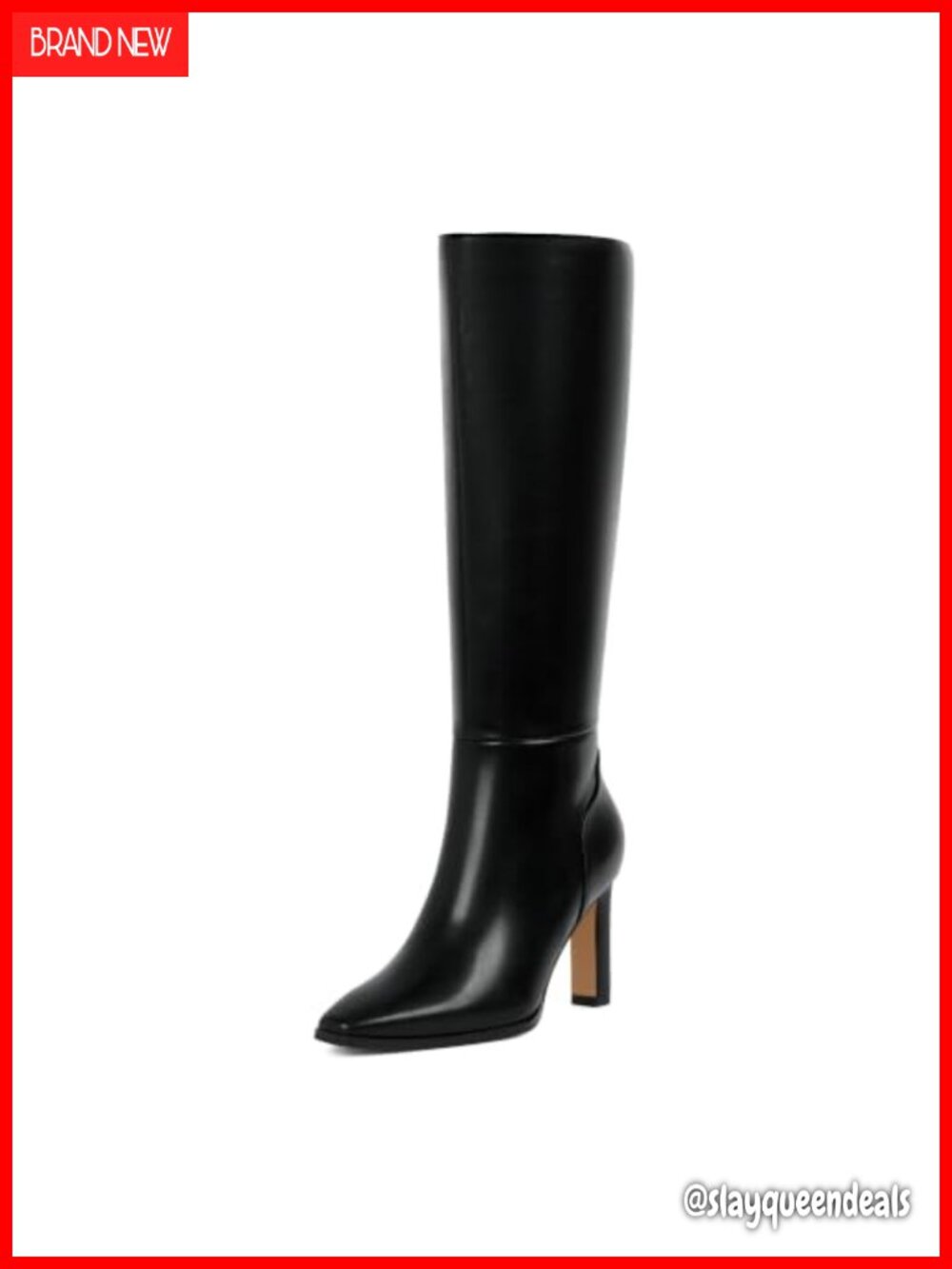 Knee High Boots Pointed Toe Stiletto Heel Faux Leather Tall Dress Boots